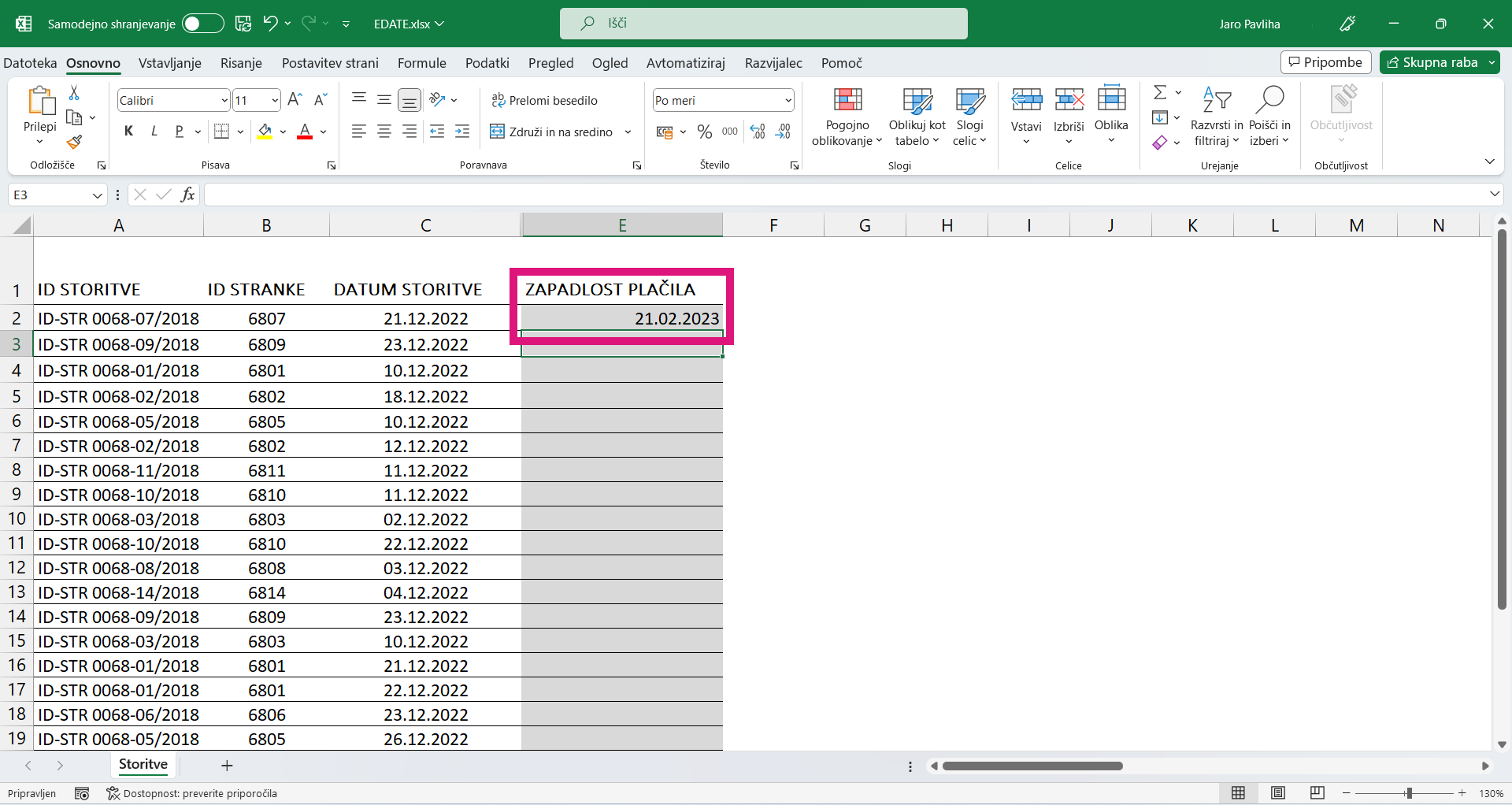 EDATE je funkcija v Excelu