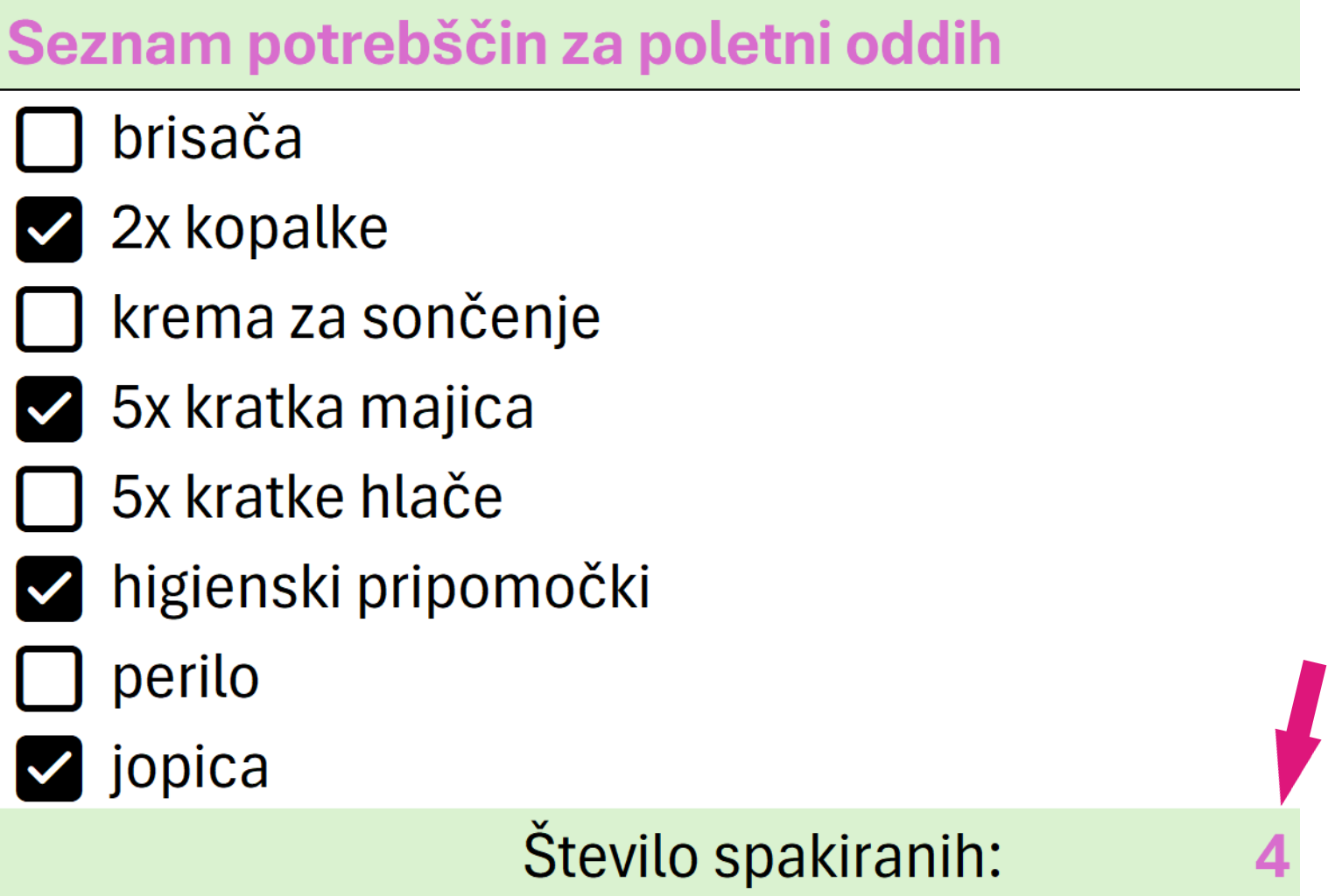 Excel potrditveno polje